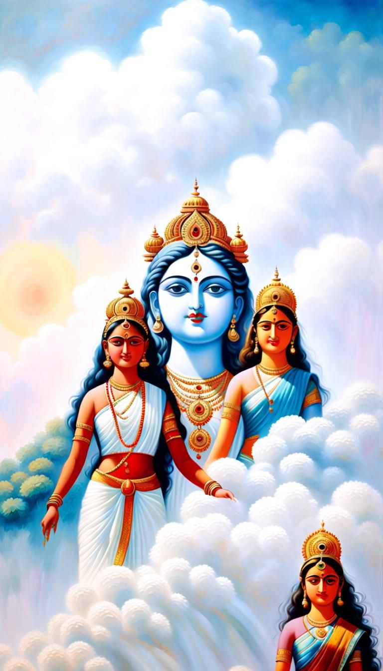 Goddess Durga and Sister: Indian Folk Art