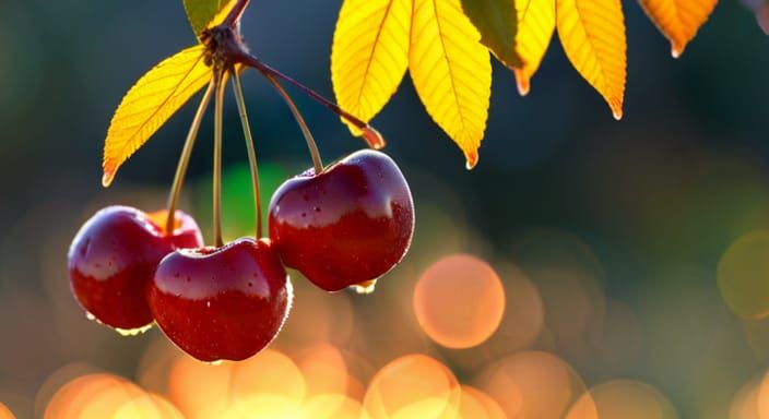 Ripe Cherry on Tree in High Resolution