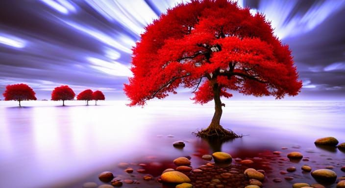 Ripe Cherries on Tree, National Geographic Style