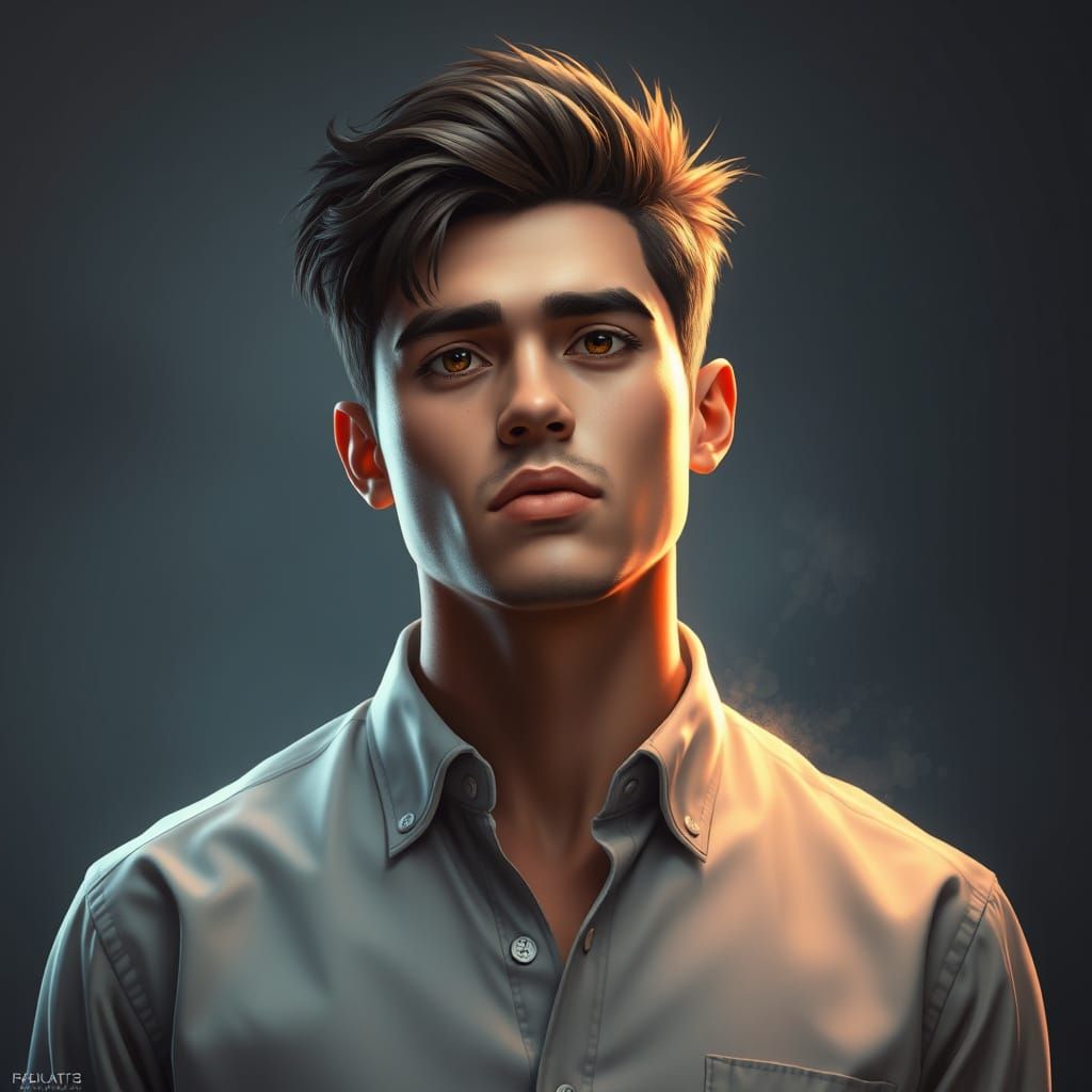 Heartbroken Man Portrait in Fantasy Realism Concept Art