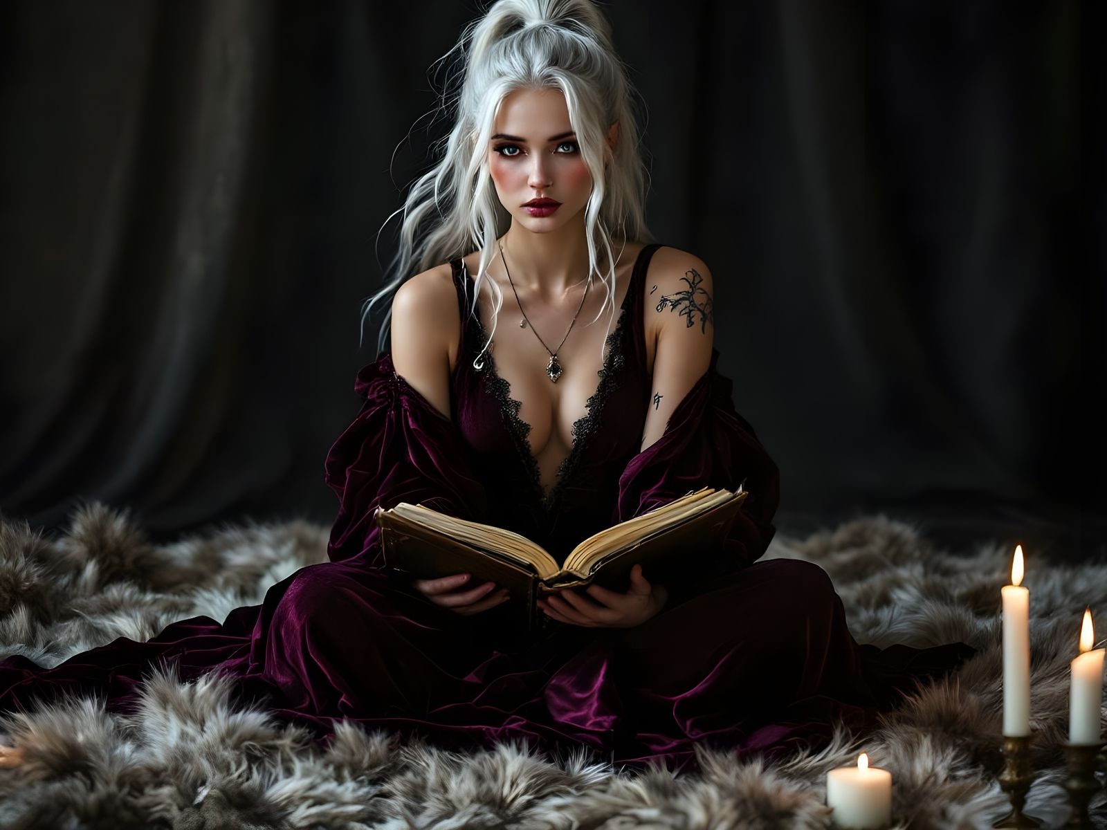 Norse Goddess of Wisdom in Ominous Library Scene