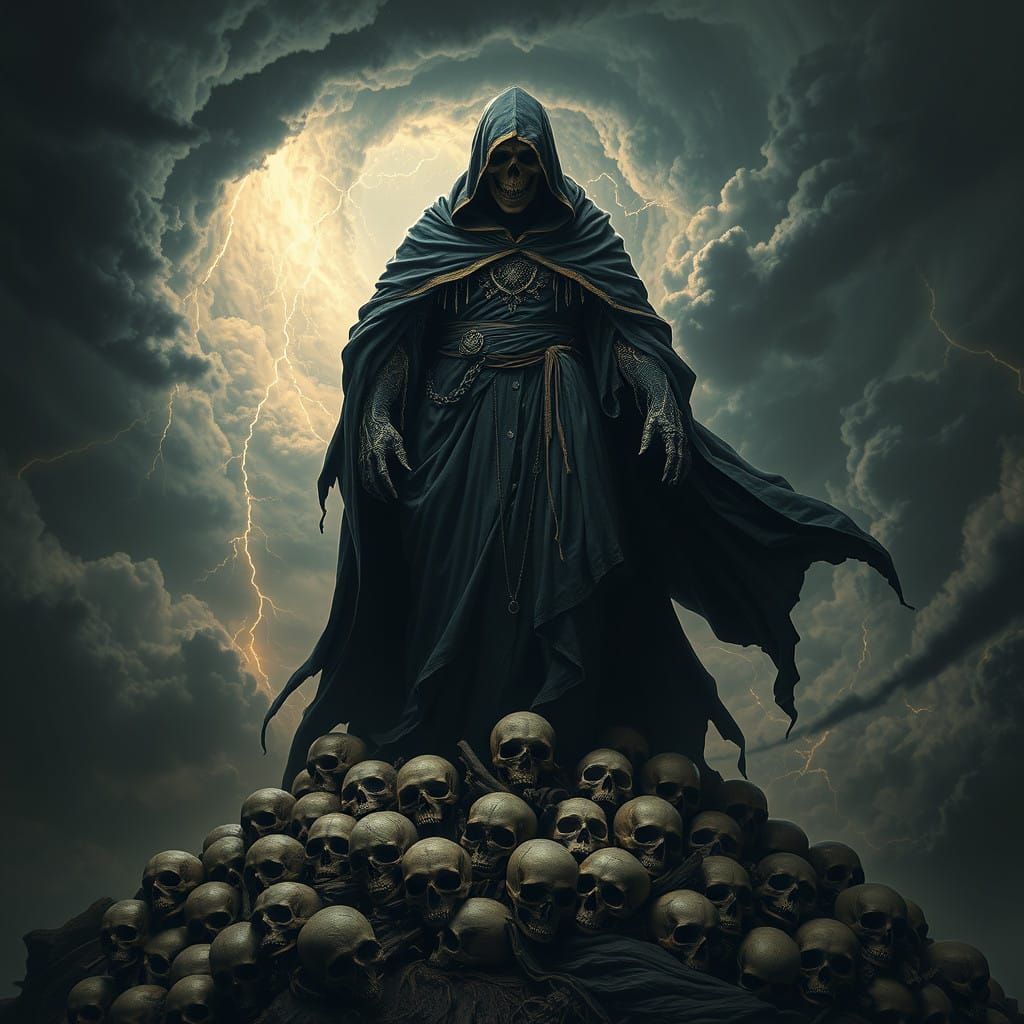 Majestic Death Figure in Dystopian Futurism