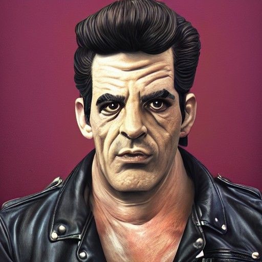 Photorealistic Greaser Portrait in Mixed Media Style