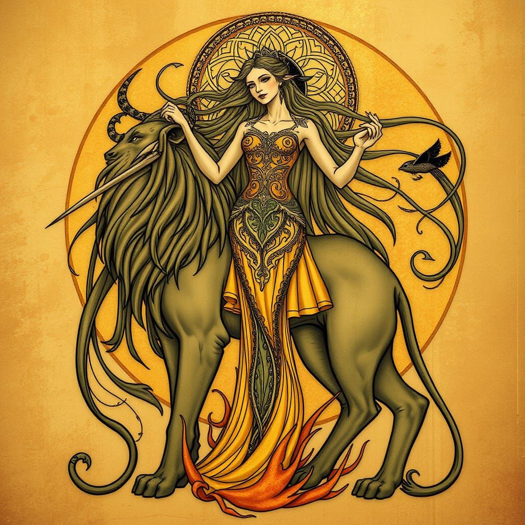 Ethereal Ælion in Art Nouveau Style