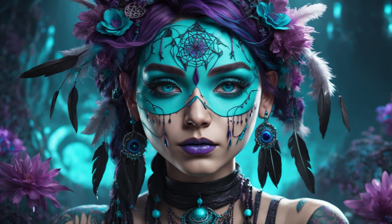 Femme Fatale Portrait in Mystical Glow