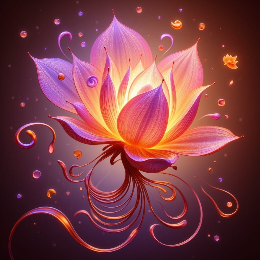 Ethereal Blooming Entity in Whimsical Nouveau Style