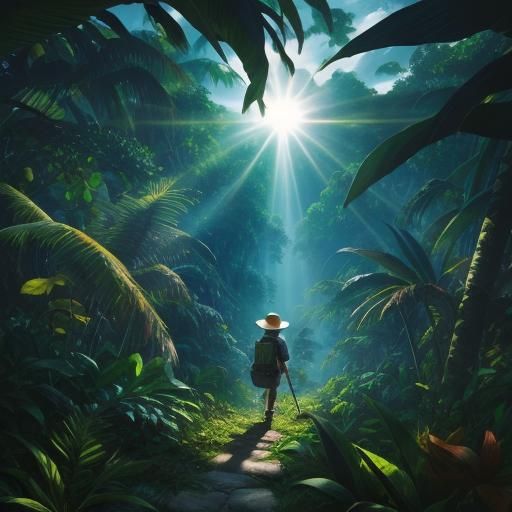 Jungle Explorer in Heavenly Sunlight