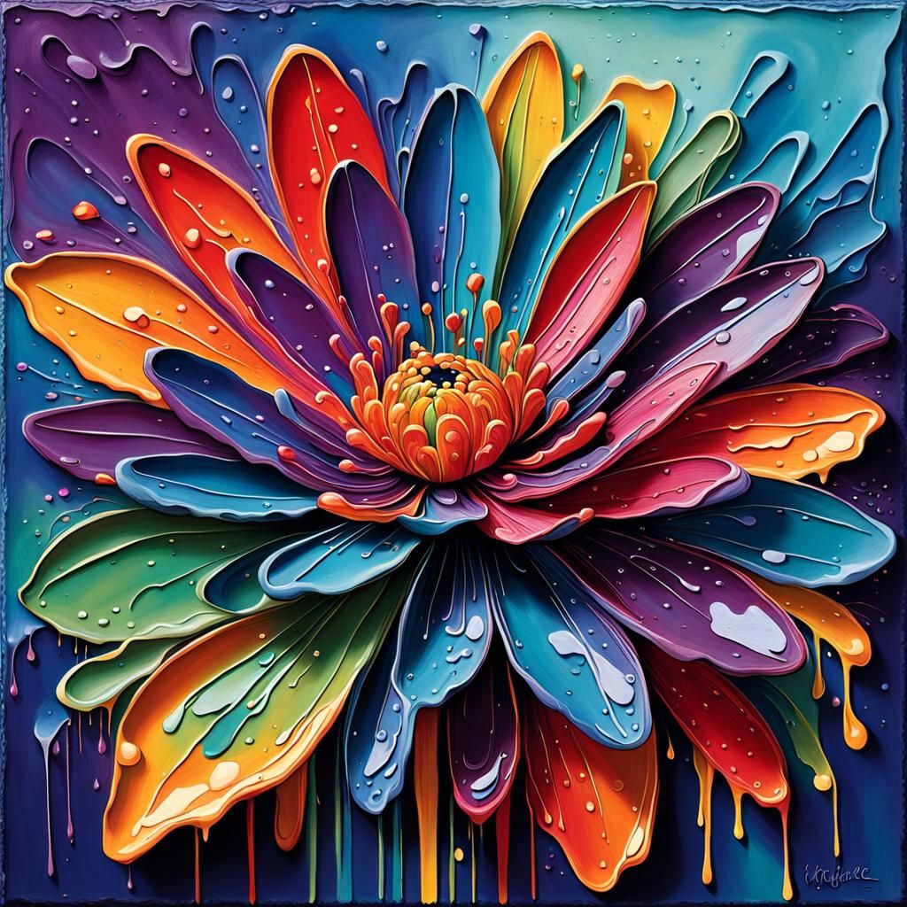 Impasto Flower with Portrait in Concept Art Style