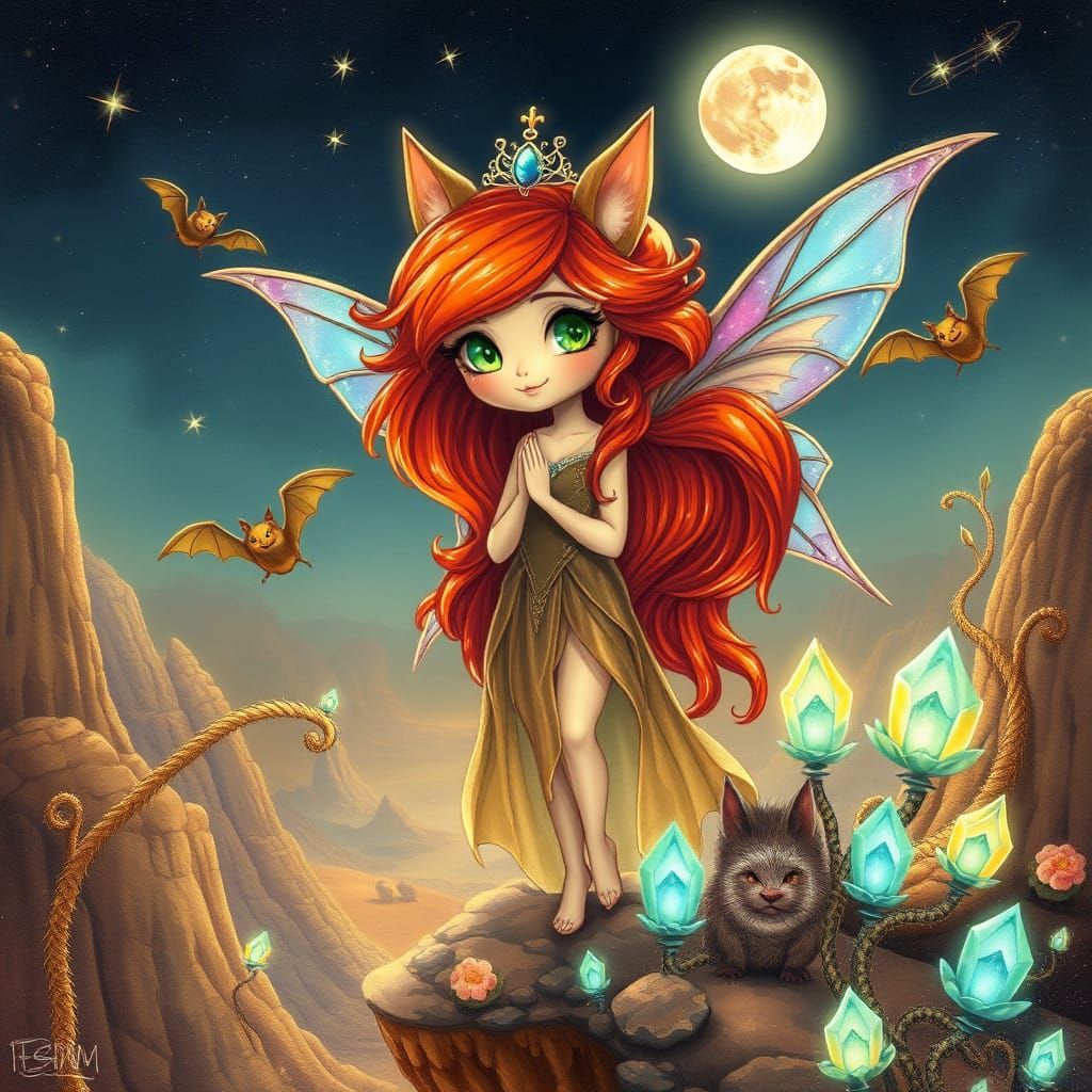 Regal Fairy Princess in Desert Moonlight Ablaze