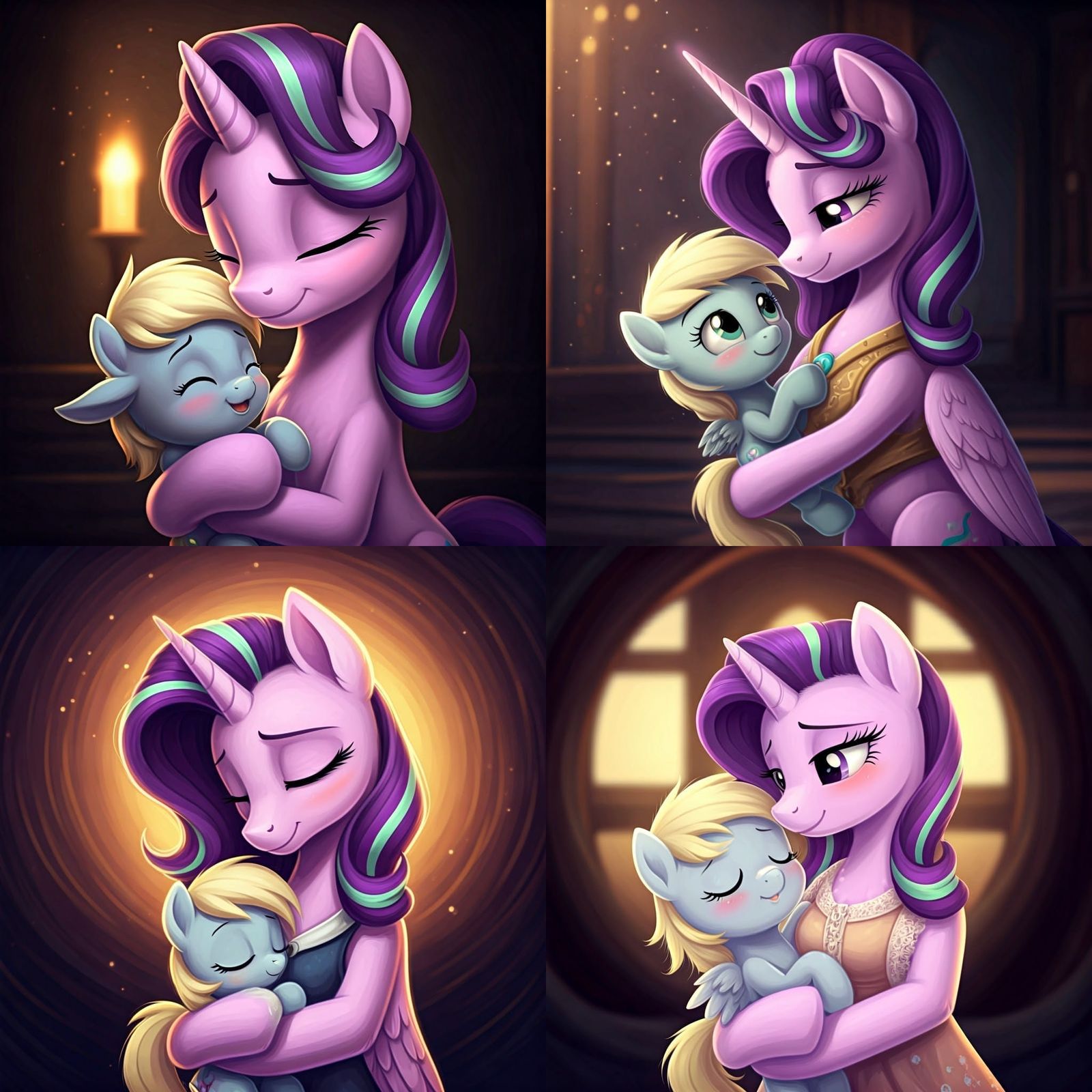 Motherly Starlight Glimmer Nurses Baby Derpy Hooves in a Hea...