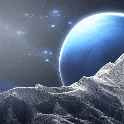 Dark Blue Planet with Silver Fortress Painting