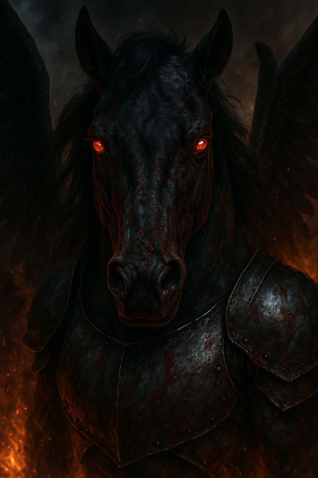 Wounded Pegasus Emerges from Burning World