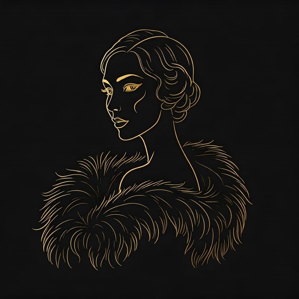 Elegant Art Deco Woman in Gold and Black
