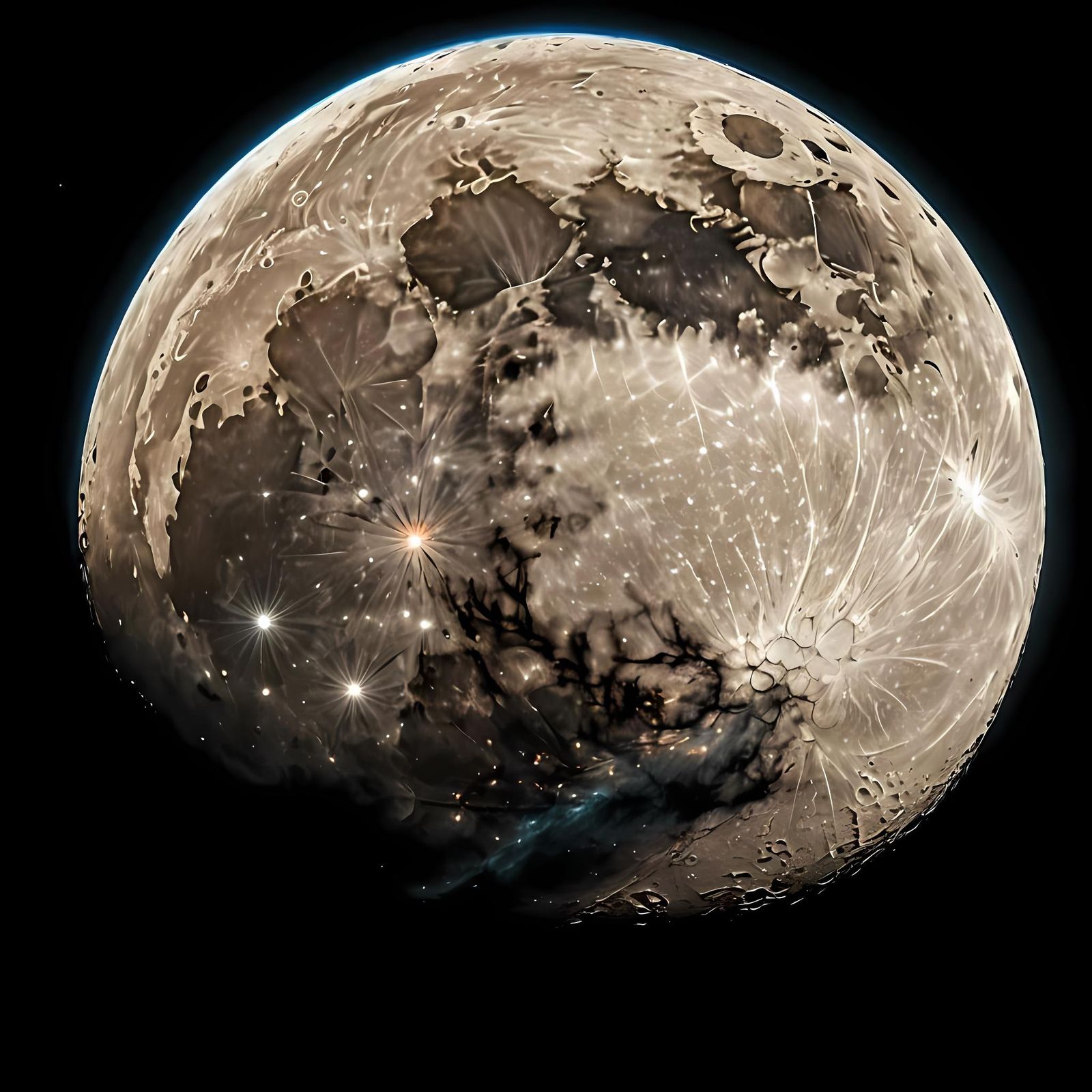 Cosmic Full Moon in Dark Fantasy Style