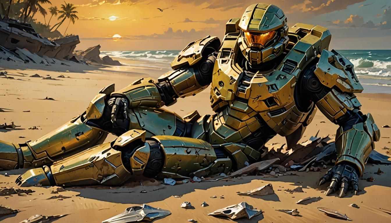 Master Chief's Armor: A Frank Frazetta-Style Digital Paintin...