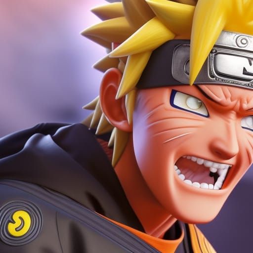 Laughing Naruto Uzumaki: Hyper-Detailed 3D Digital Art