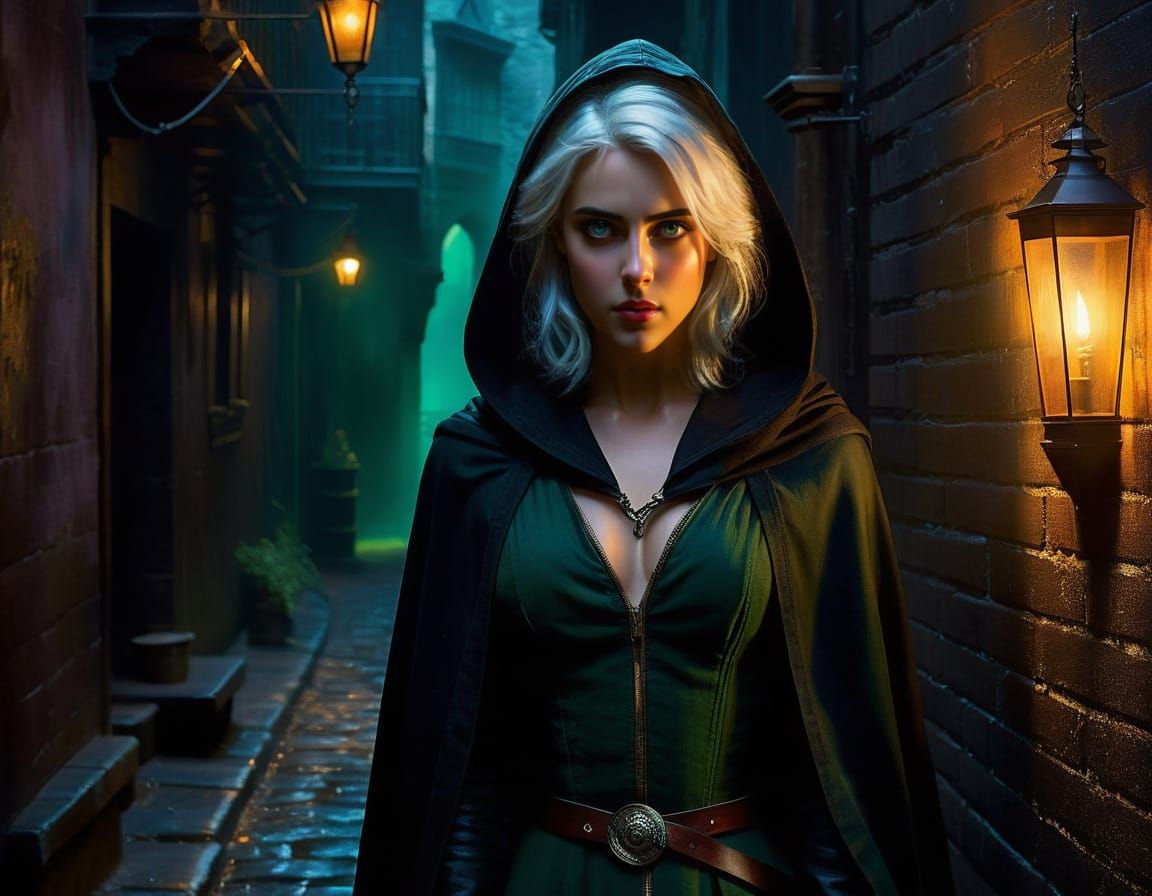 Surreal Portrait of Ciri Spying in Mysterious Oil on Canvas