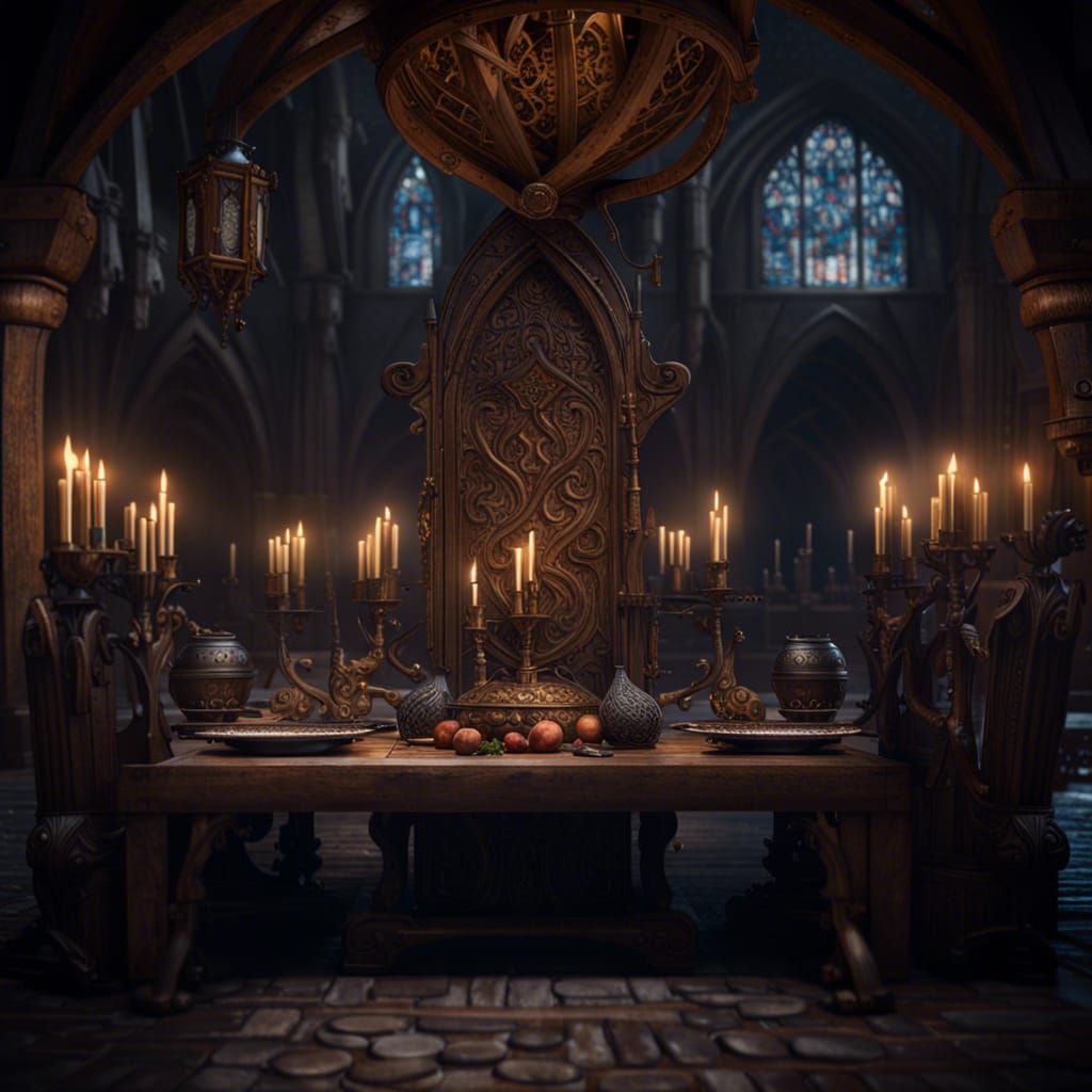 Medieval Dinner Table: Dark Fantasy Concept Art