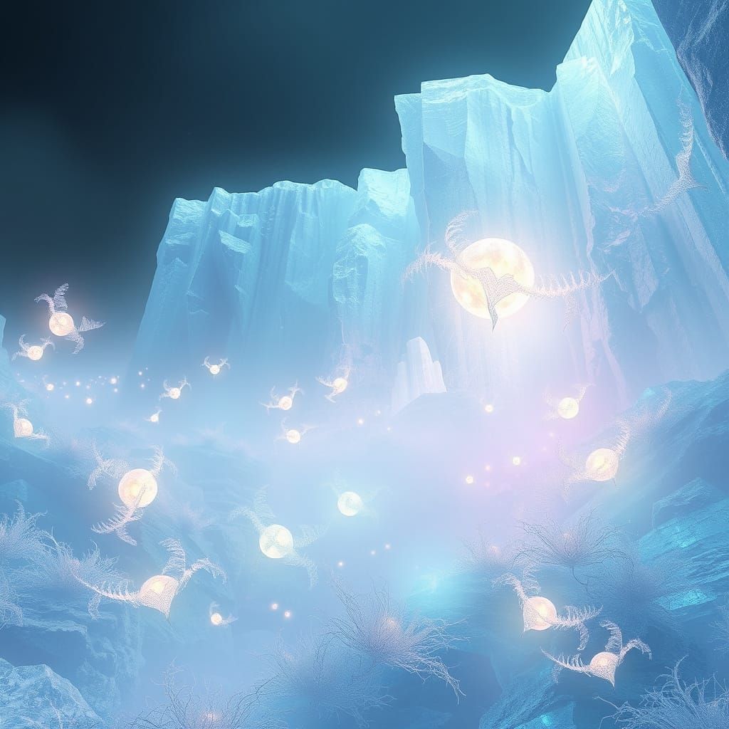 Ethereal Lumeria Beyond the Crystal Ice Wall with Enigmatic ...