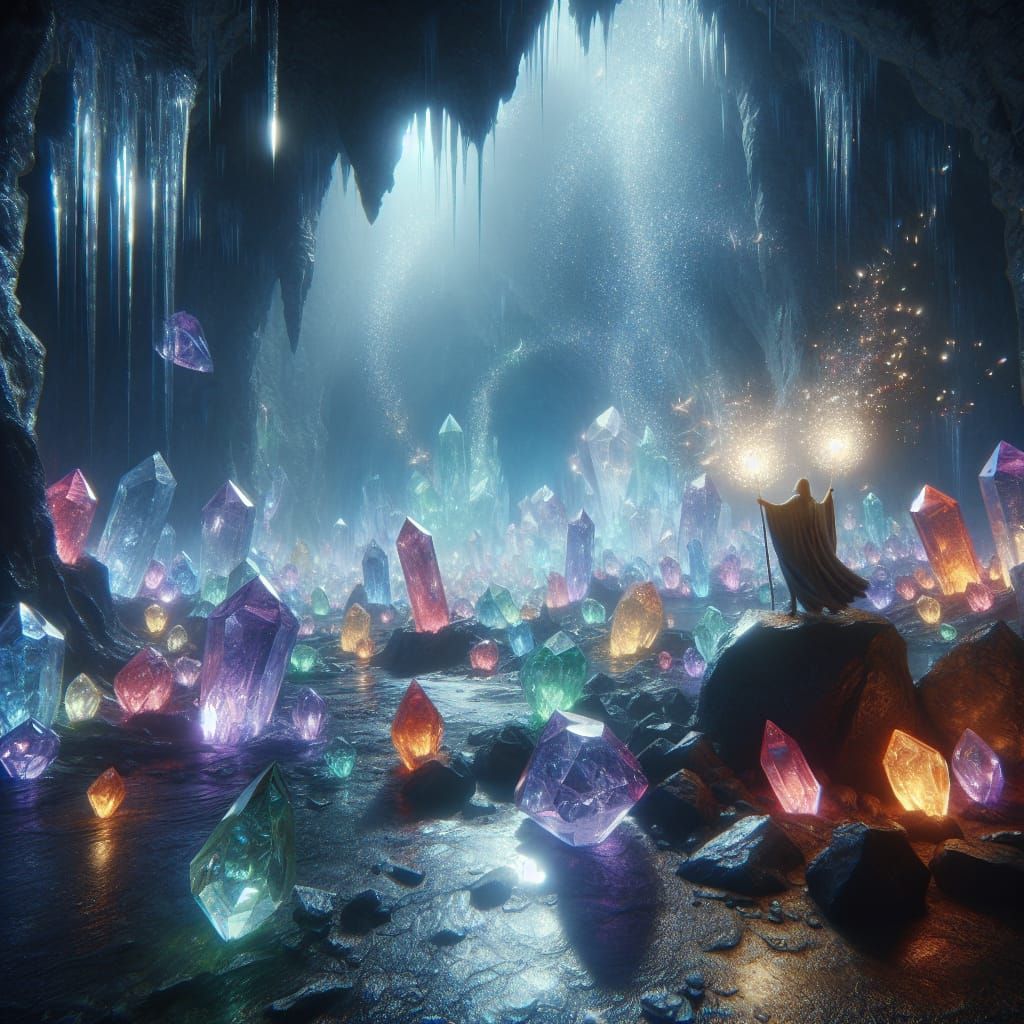 Mystical Crystal Cavern Illuminated in HDR