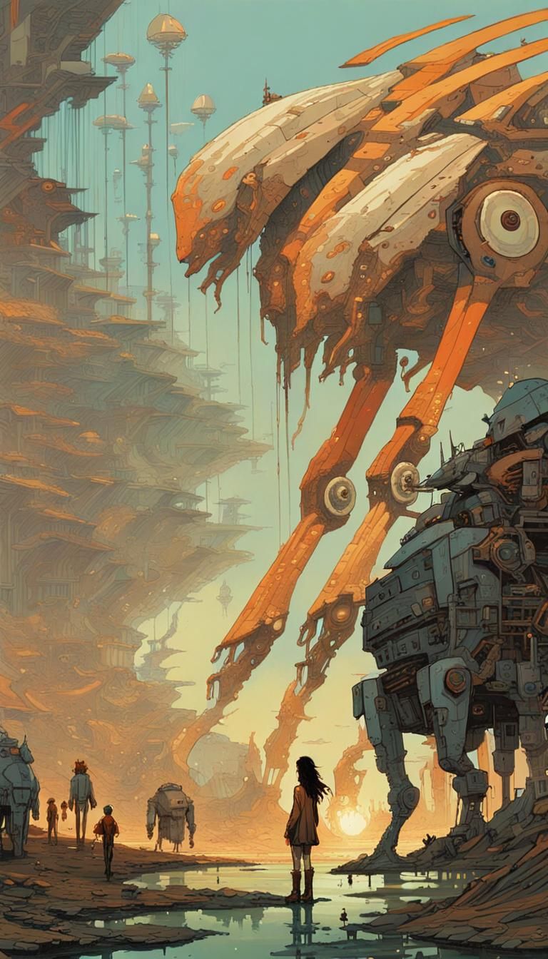 Robot Wasteland Panorama in Pixel Art