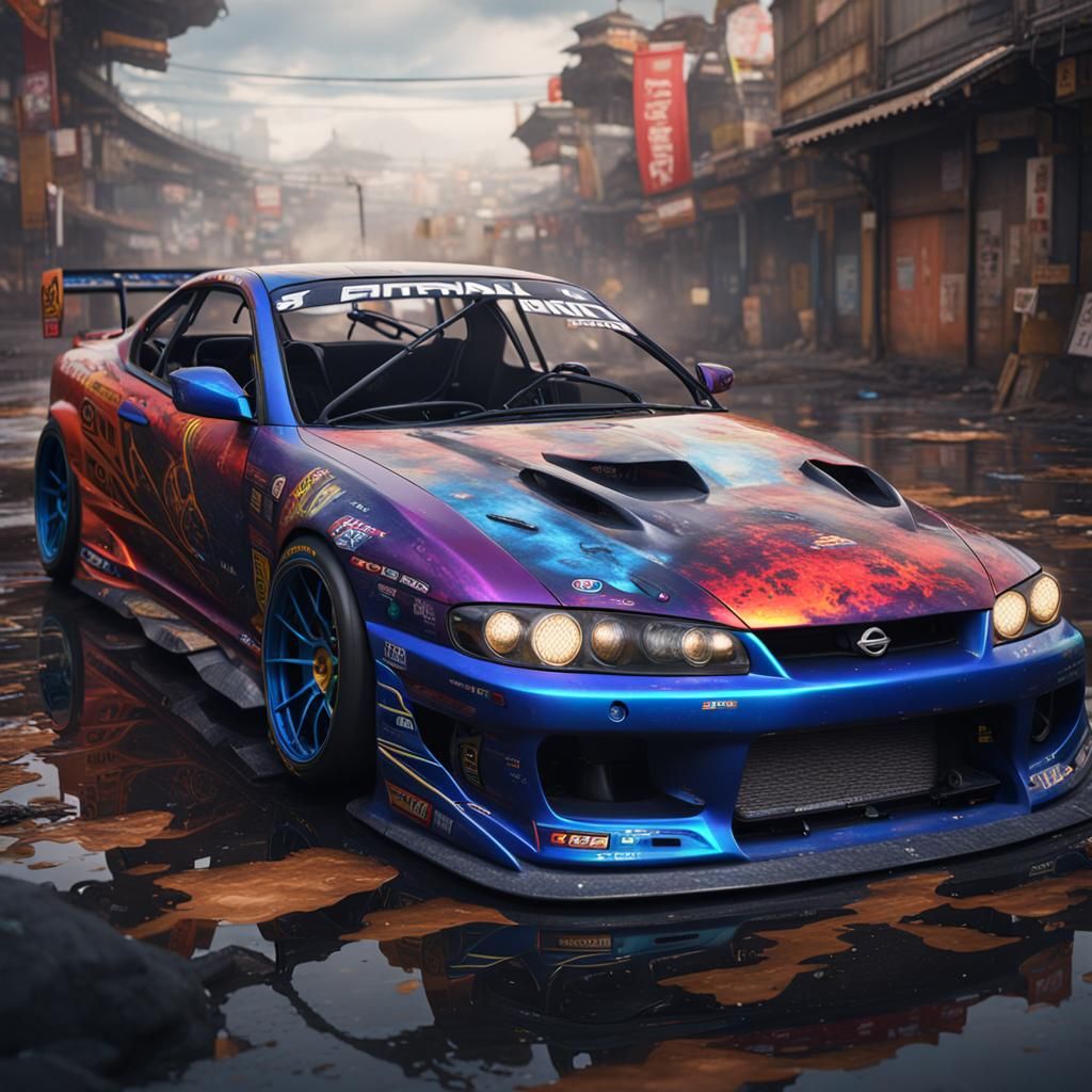 Nissan Silvia S15 Drift Car in Detailed Matte Style