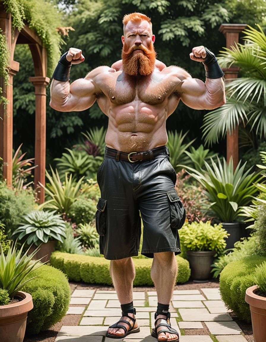 A redhead in a garden