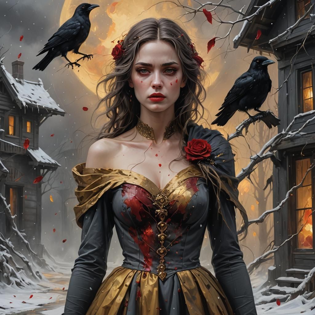 Dark Fantasy Woman in Gothic Horror Style