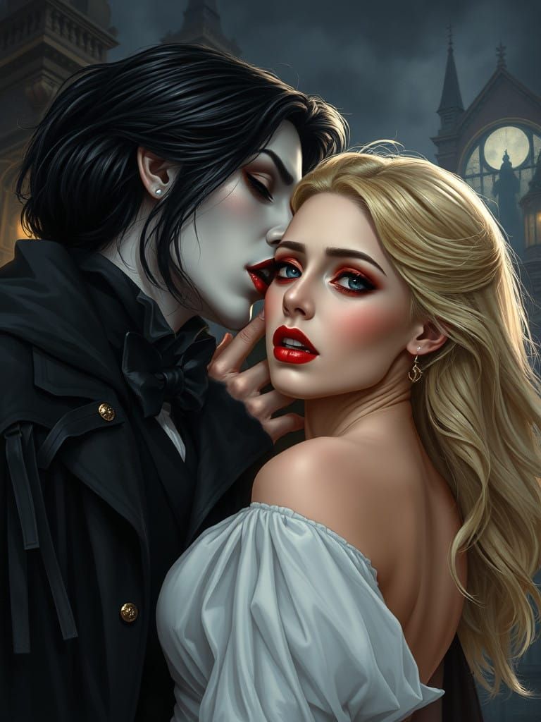 Gothic Vampire Woman in Victorian-Era Luxury