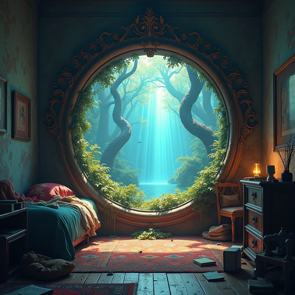 Mythical Forest Portal in Bedroom, Beksiński Lighting