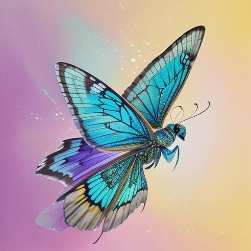 Iridescent Butterfly Concept Art in Pastel Hues