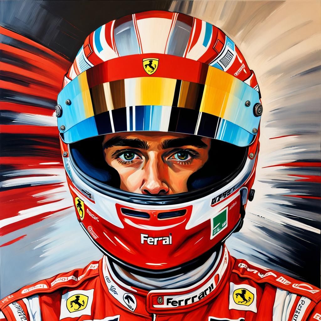 Charles Leclerc Portrait in Maximalist Acrylic Style