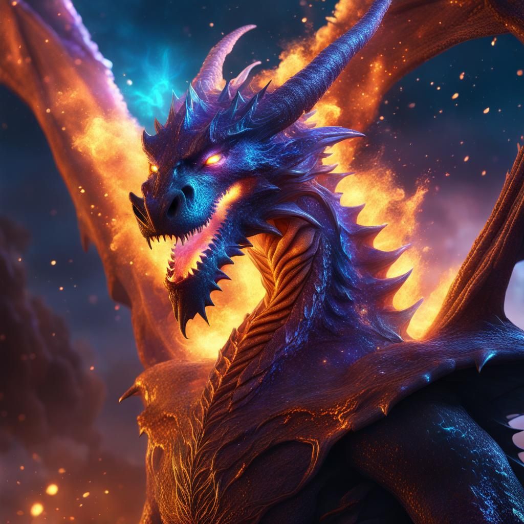 Dragon-Human Wizard with Galaxy, Digital Matte Painting