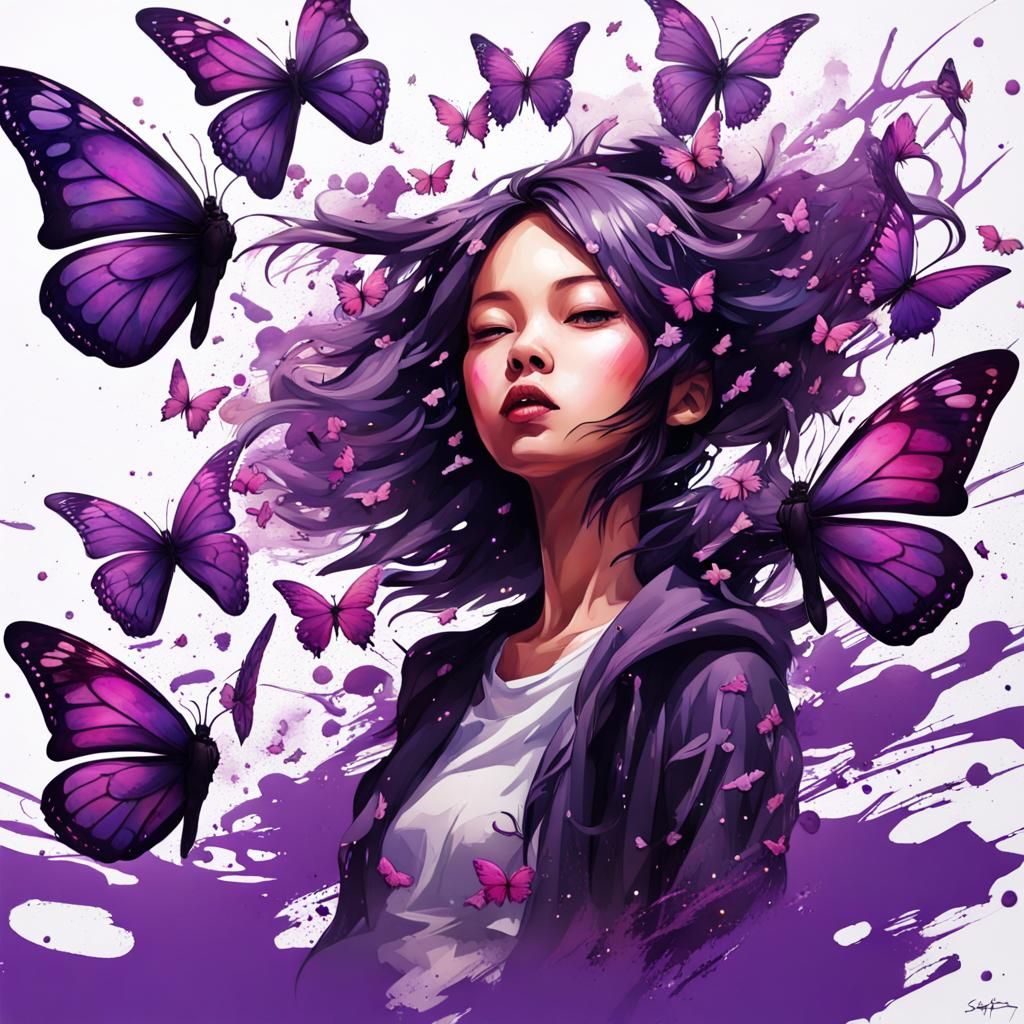 Shinobu Kocho in Graffiti Art with Butterflies