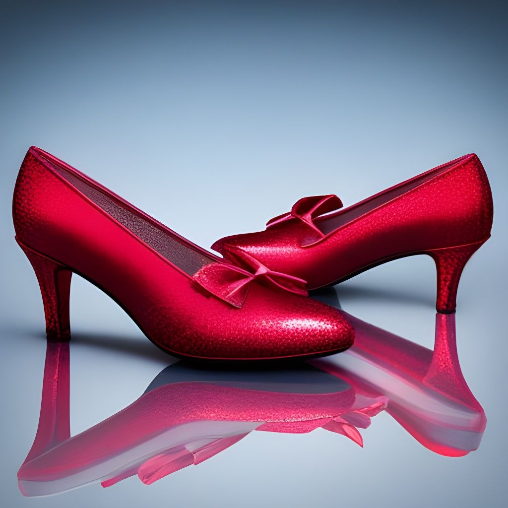 Glitter Ruby Slippers in Hyperrealistic Detail