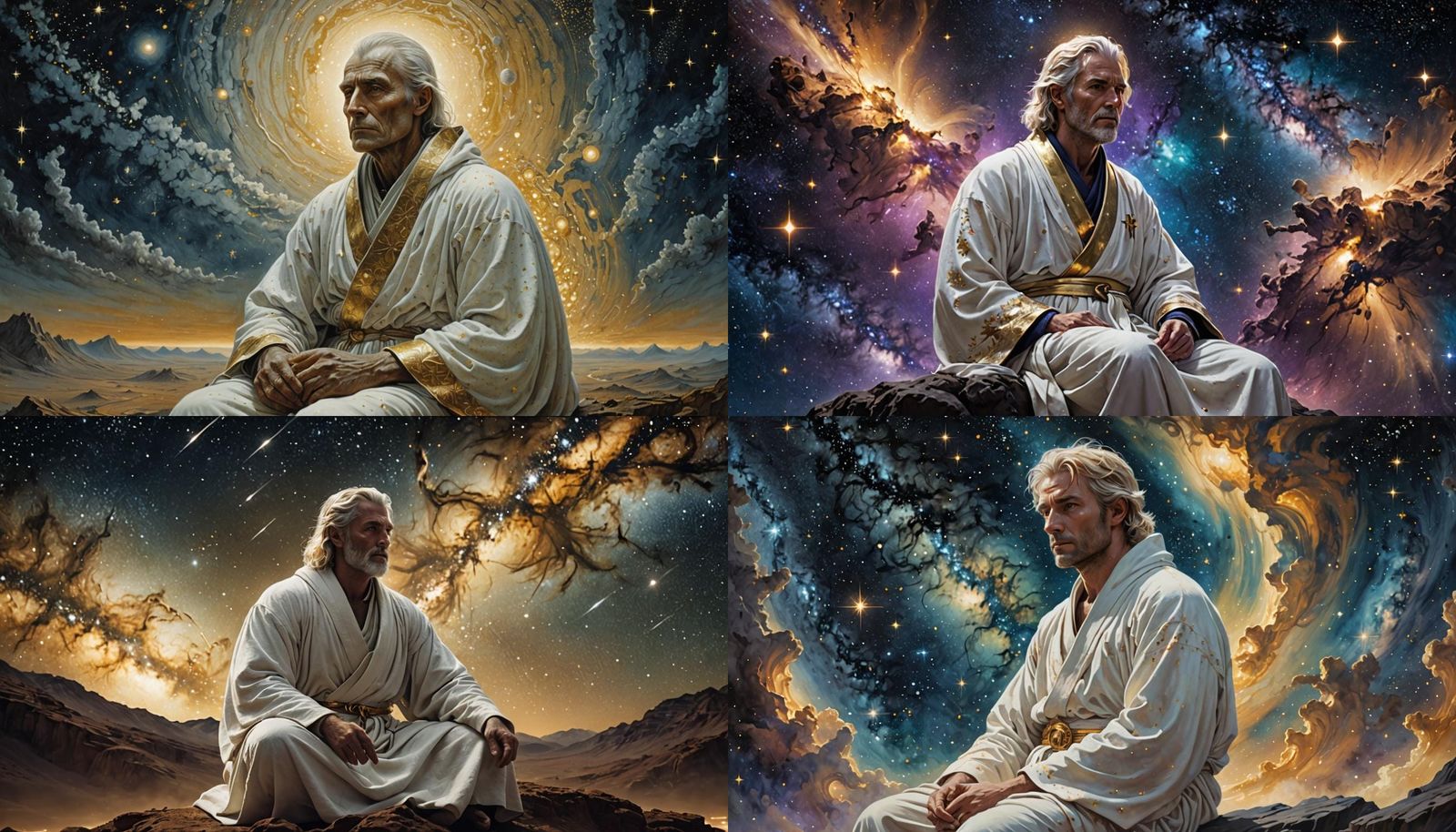 Man Gazing at Stars, Detailed Digital Matte Painting