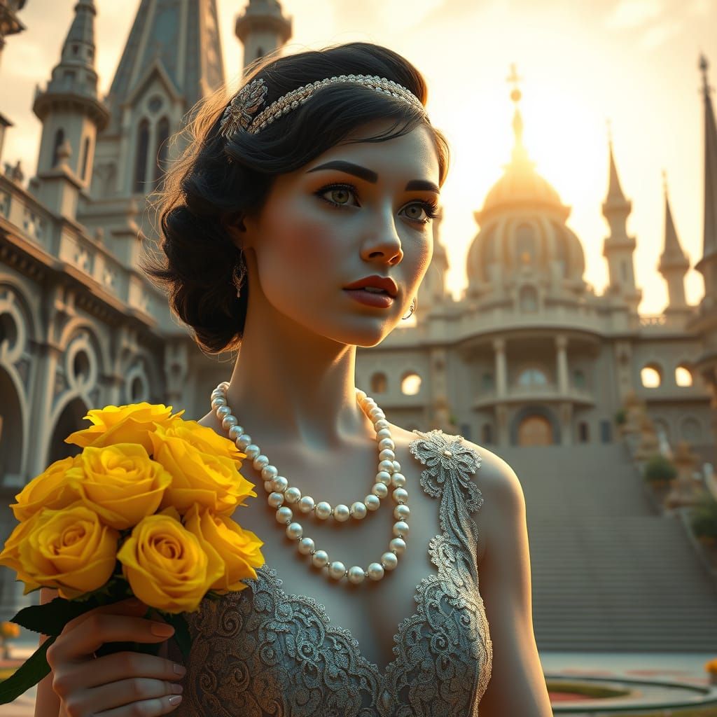 Elegant Flapper in Golden Opulence