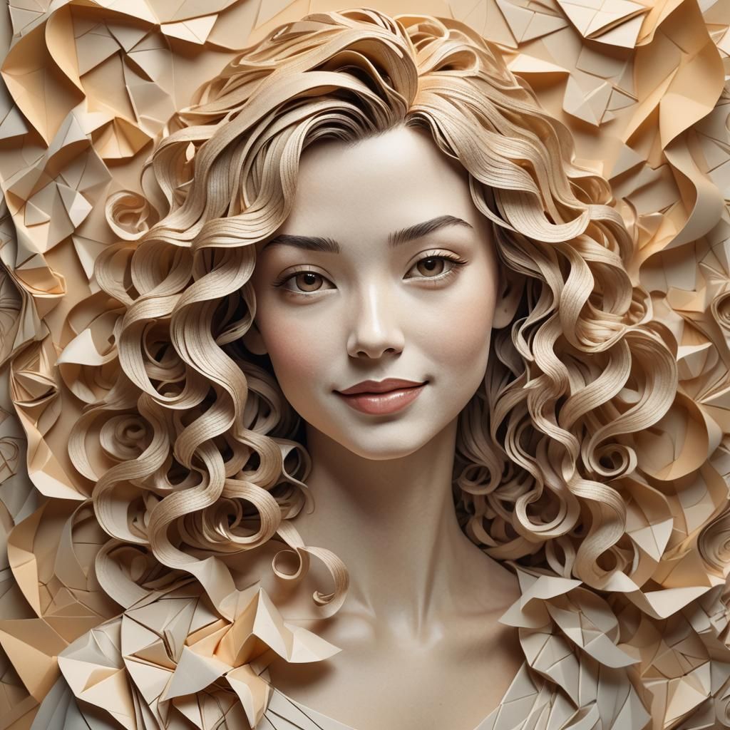 Hyper-Realistic Portrait Drawing with Origami Background