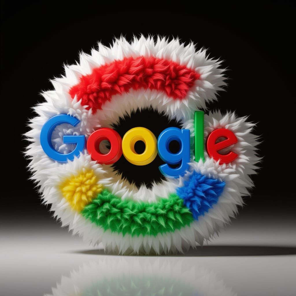 Fluffy 3D Google Logo with Hyperrealistic Fur