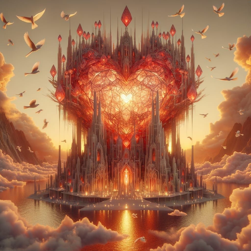 Radiant Crystal Cathedral Above the Clouds