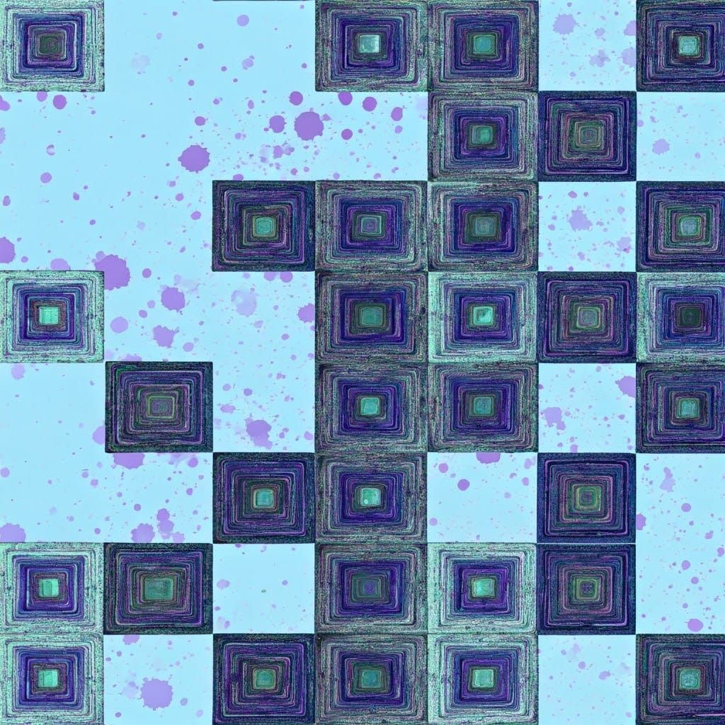Abstract Squares Pattern in Purple, Blue, and Green