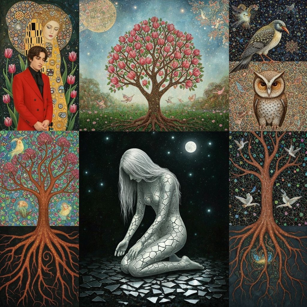 Iridescent Forest Goddess in Klimt Style