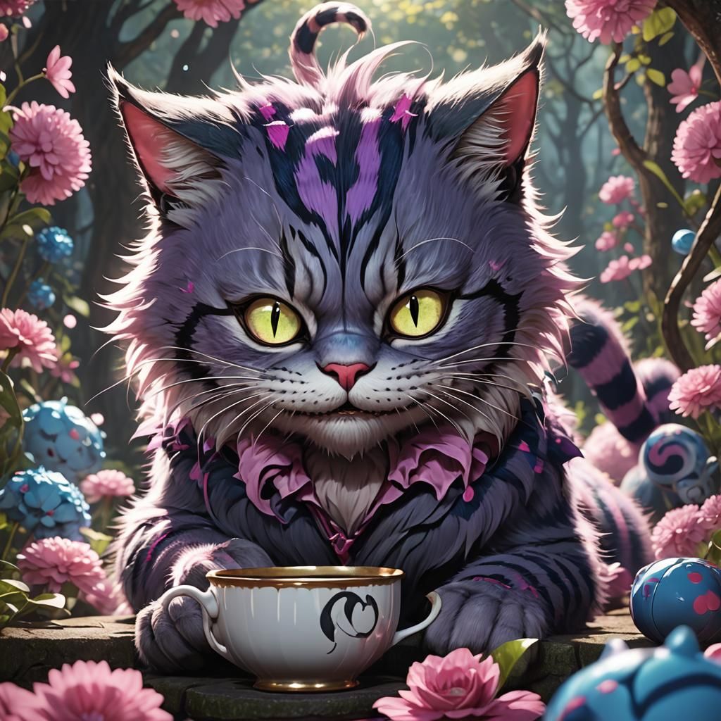 Detailed 3D Anime Cheshire Cat Inspired by WLOP