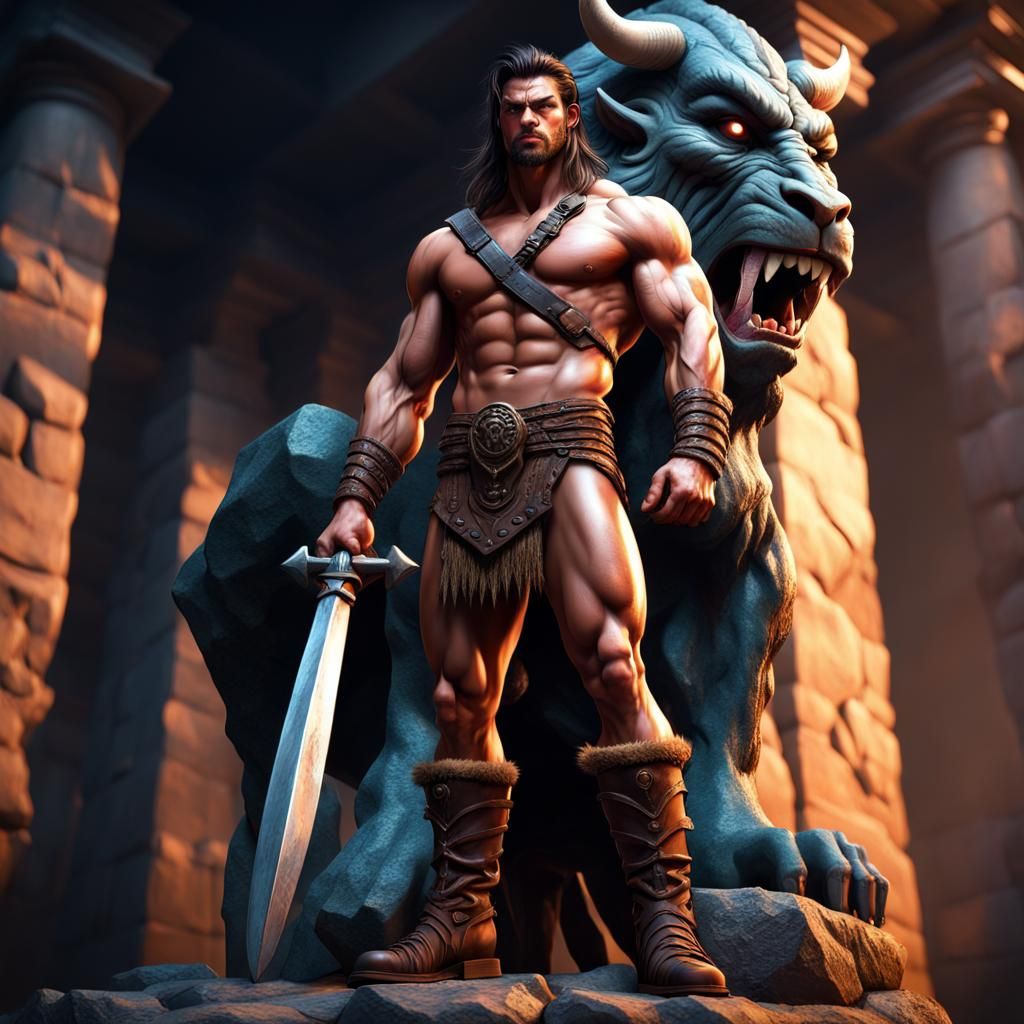 Barbarian Warrior in Demon Shrine