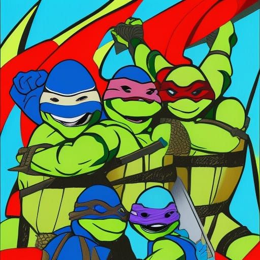 Ninja Turtles in Abstract Art with Fine Details