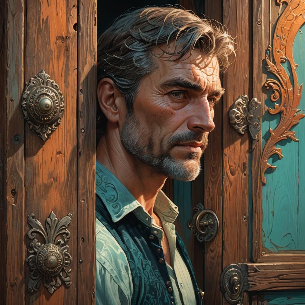 Man at Doorway in Greg Rutkowski Style