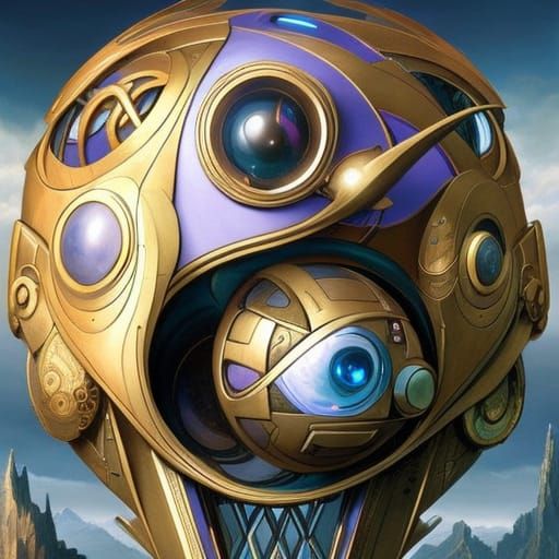 Steampunk Yin Yang Portal: Cosmic Digital Art