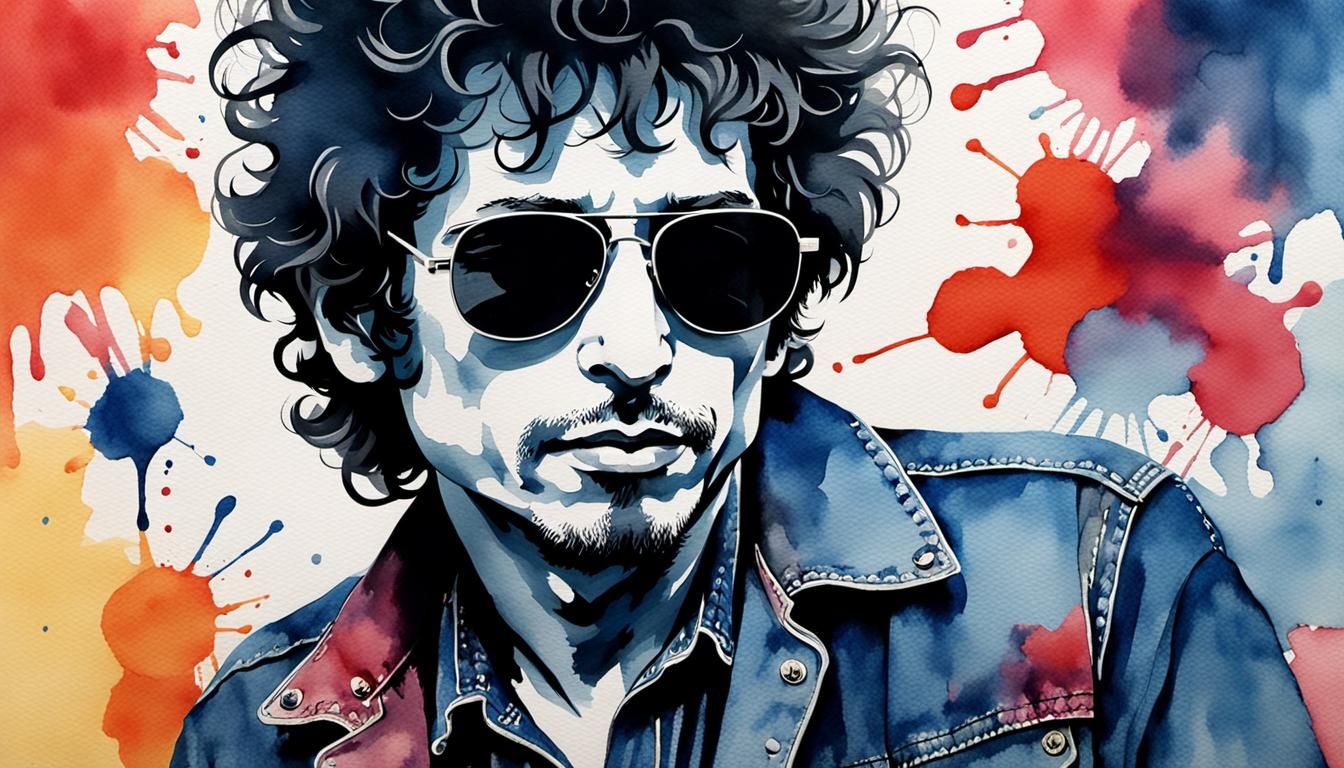 Bob Dylan Watercolor Pop Art Portrait