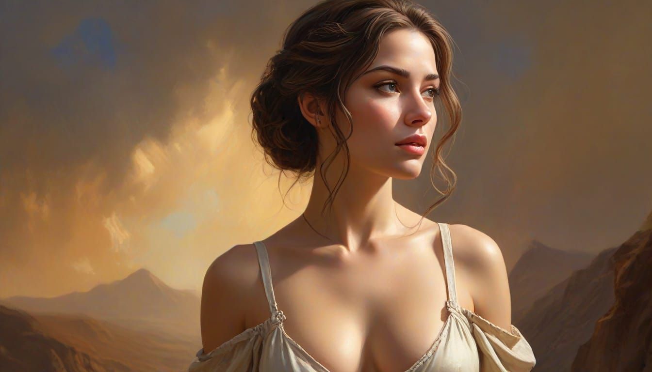 Elegant Fantasy Female in Warm Golden Light