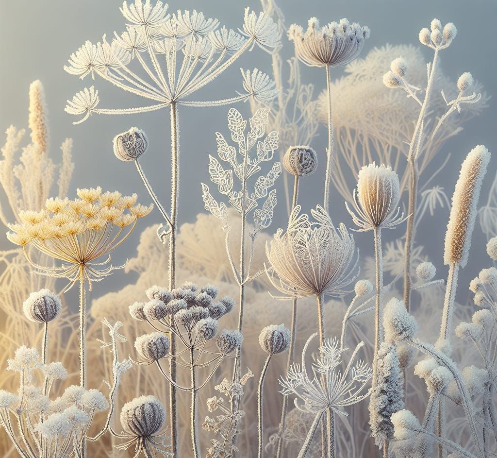 Winter Wonderland with Frosted Filigree Weeds